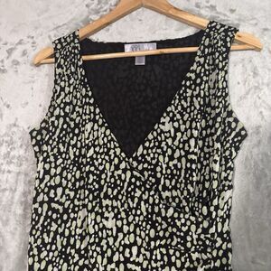 Nine West Nine & Co Faux Wrap Top Medium Animal Print Sleeveless V-Neck Y2K Boho